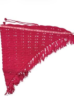 Hand Knit | Accessories | Handmade Fuchsia Pink Crochet Lace Triangle ...